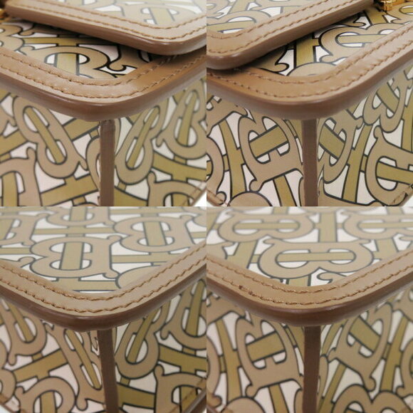 Burberry Monogram Logo Leather Beige Shoulder Bag - Picture 4 of 8